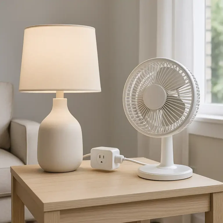 Smart plugs used to automate lamps and small appliances in a renter-friendly apartment.